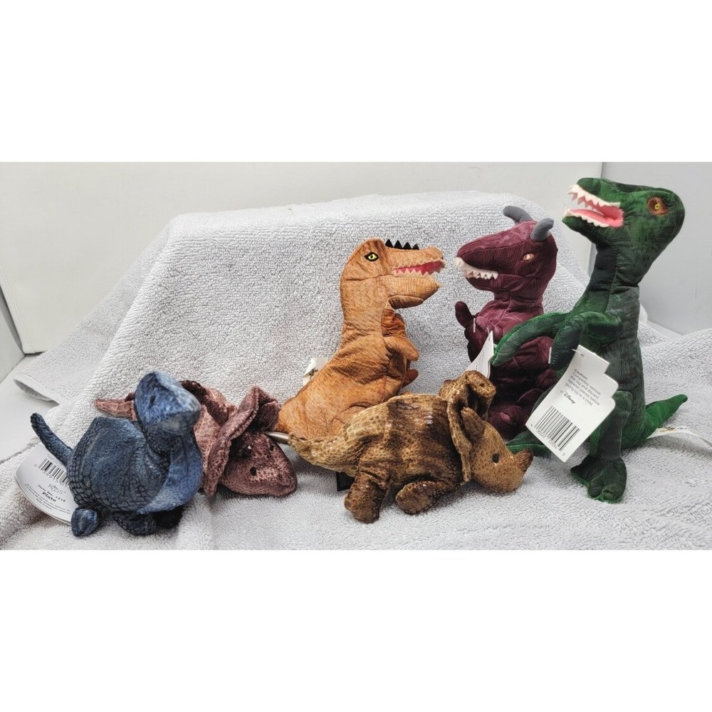 Disney World Dinoland Dinosaurs Rex Brontosaurus Disney Bean Bag Beanie New 6pc